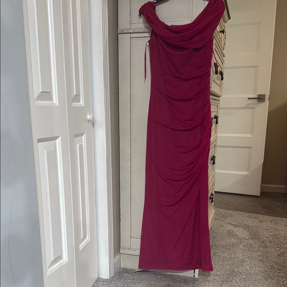 Abercrombie & Fitch Pink Ruched Tiered Midi Cocktail Dress